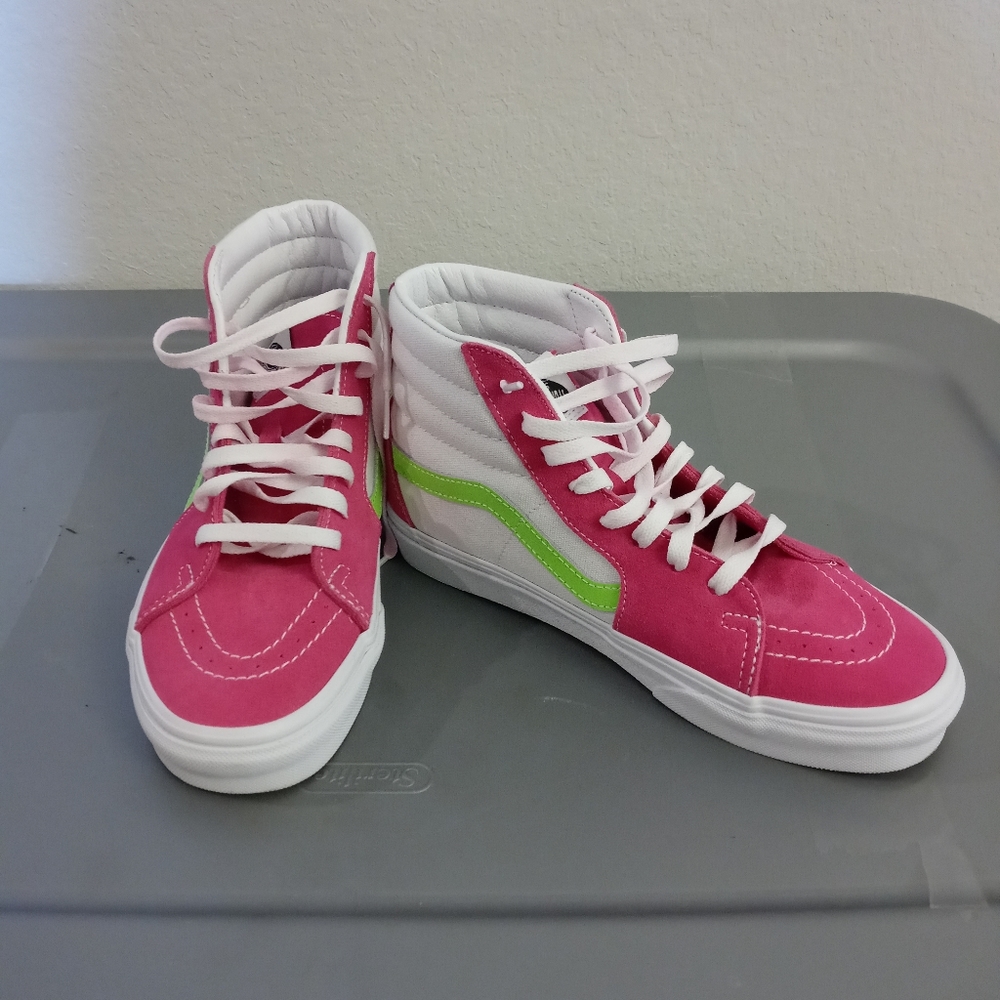 Pink/Green/White High Top Vans